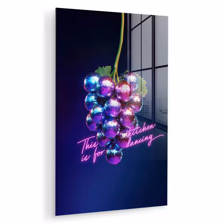 Glas schilderij - Quote - Neon - Disco - Druiven — 1