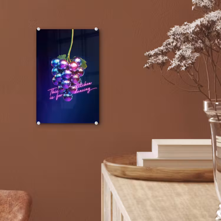 Glas schilderij - Quote - Neon - Disco - Druiven — 6