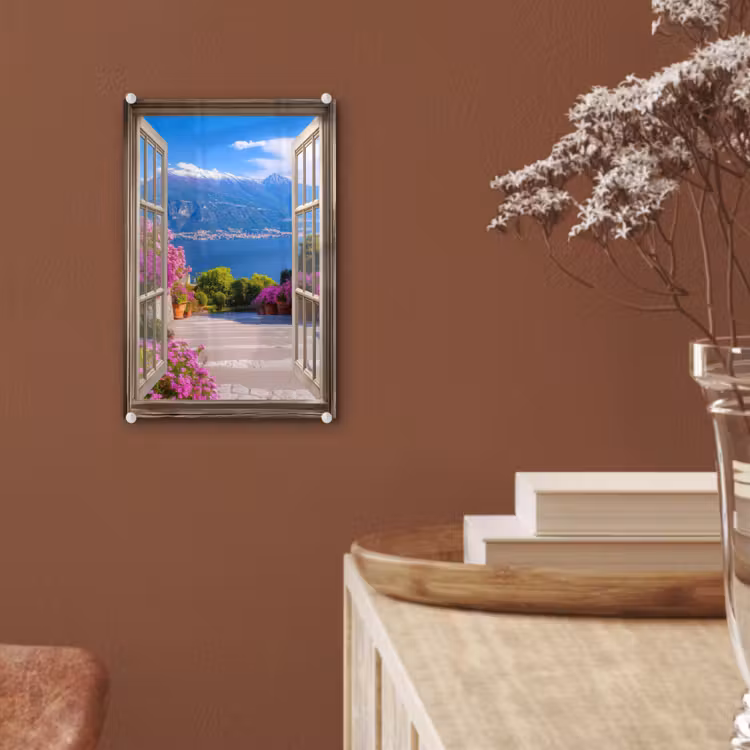 Glas schilderij - Doorkijk - Berg - Landschap - Uitzicht - Meer — 6