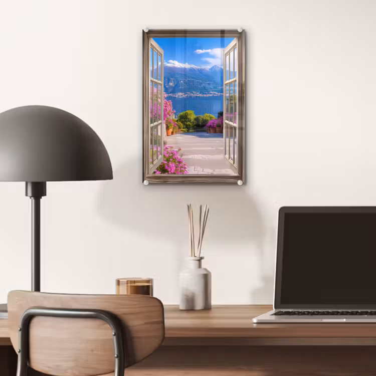 Glas schilderij - Doorkijk - Berg - Landschap - Uitzicht - Meer — 7