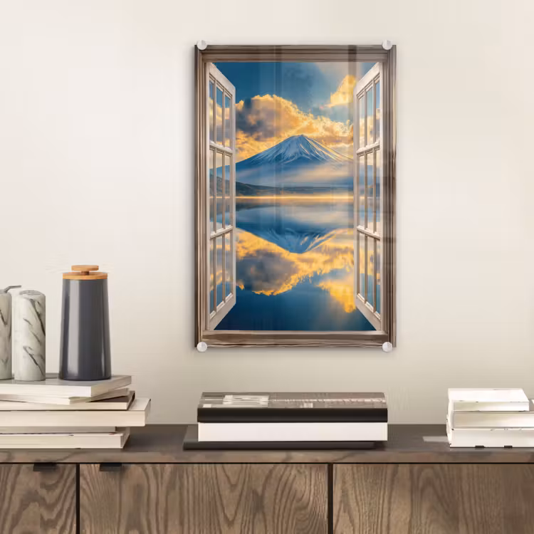 Glas schilderij - Doorkijk - Landschap - Bergen - Uitzicht - Raam — 2