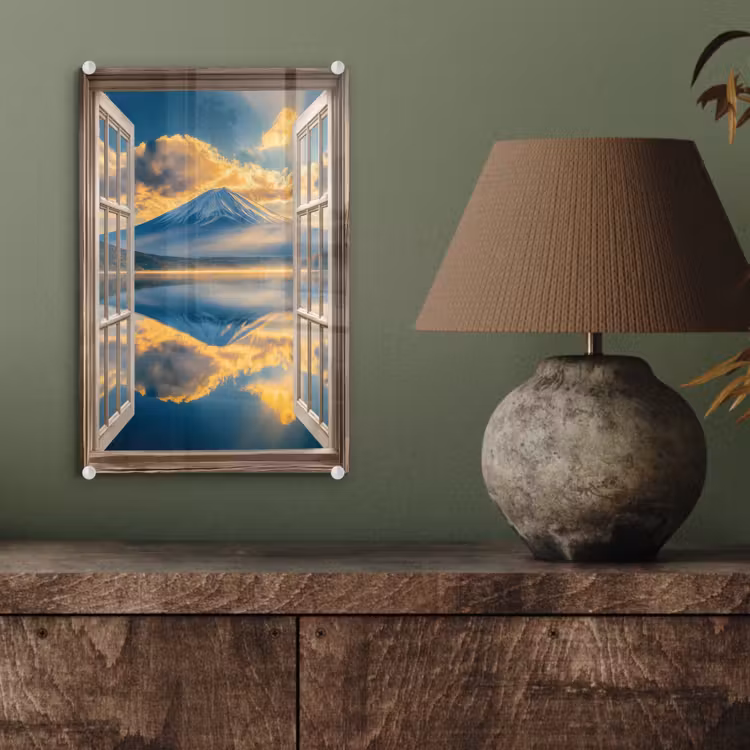 Glas schilderij - Doorkijk - Landschap - Bergen - Uitzicht - Raam — 4