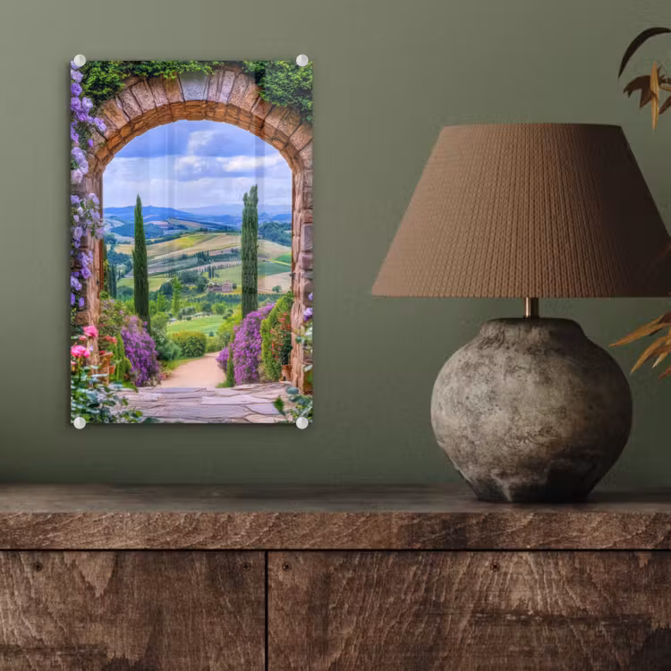 Glas schilderij - Doorkijk - Toscane - Landschap - Poort — 4