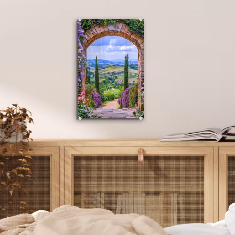 Glas schilderij - Doorkijk - Toscane - Landschap - Poort — 5