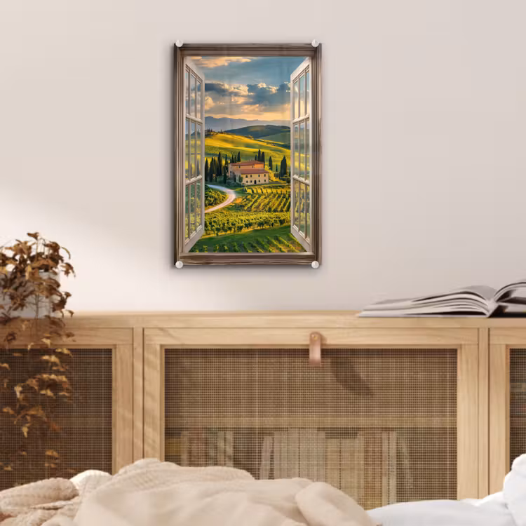 Glas schilderij - Doorkijk - Toscane - Uitzicht - Landschap - Zomer — 5
