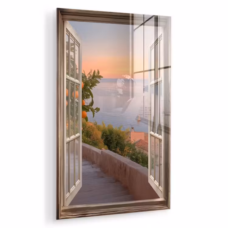 Glas schilderij - Doorkijk - Uitzicht - Meer - Landschap — 1
