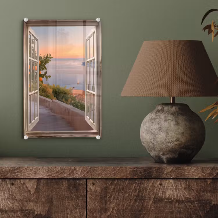 Glas schilderij - Doorkijk - Uitzicht - Meer - Landschap — 4