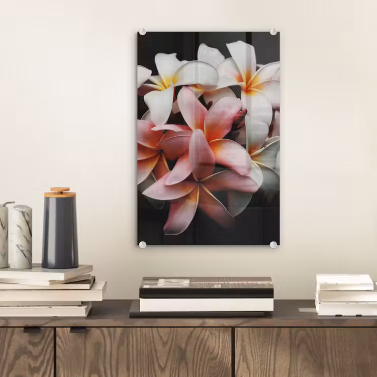 Glas schilderij - Bloemen - Roze - Zwart - Flora - Botanisch — 2