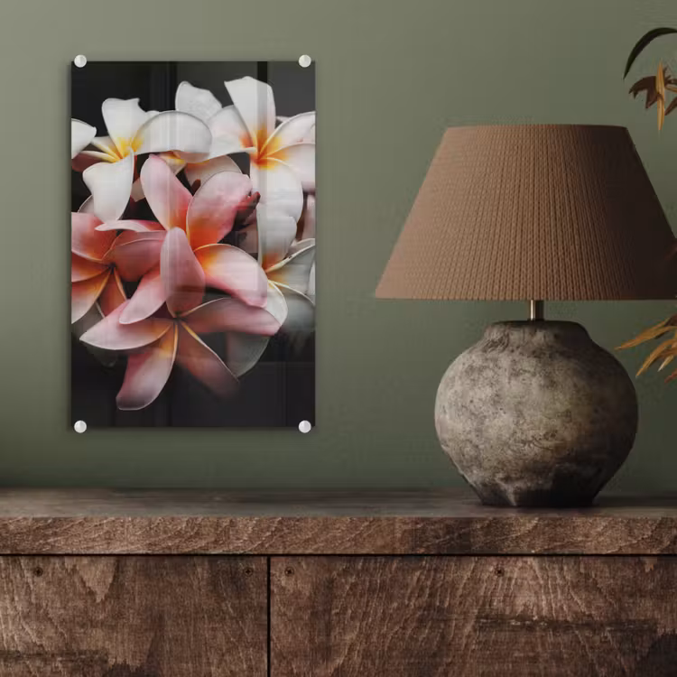 Glas schilderij - Bloemen - Roze - Zwart - Flora - Botanisch — 4