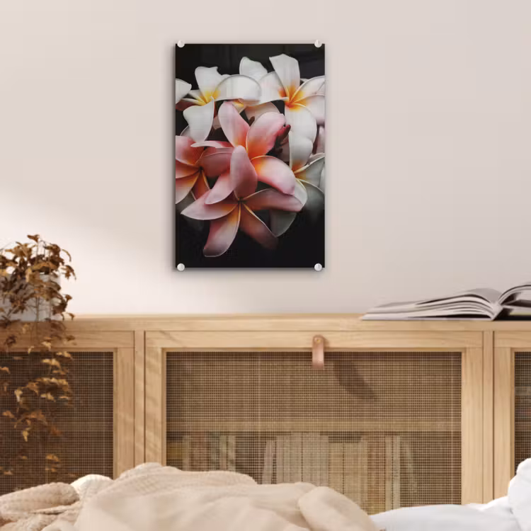 Glas schilderij - Bloemen - Roze - Zwart - Flora - Botanisch — 5