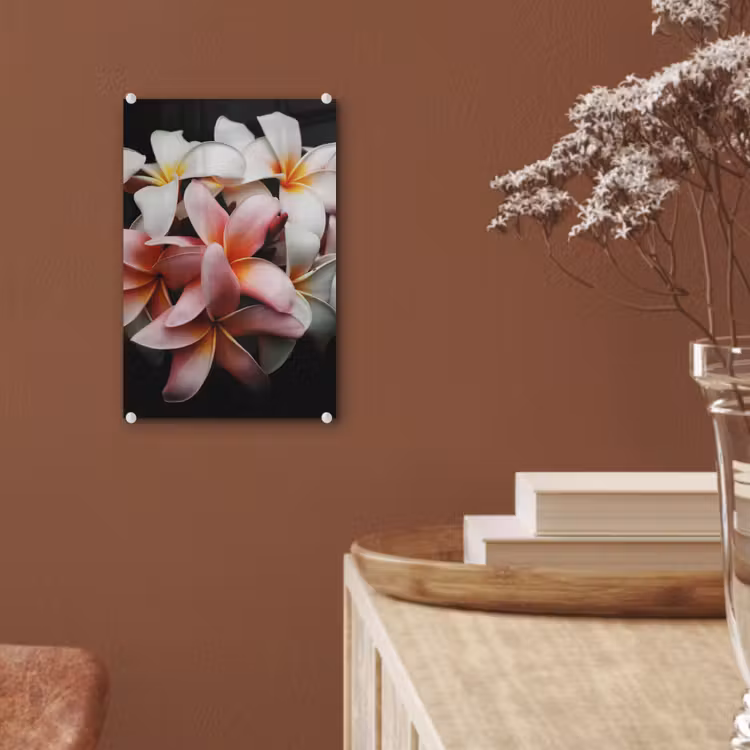 Glas schilderij - Bloemen - Roze - Zwart - Flora - Botanisch — 6