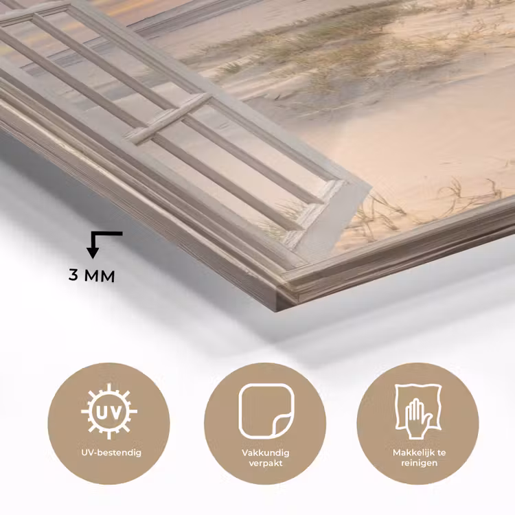 Glas schilderij - Doorkijk - Strand - Duinen - Natuur - Landschap — 3