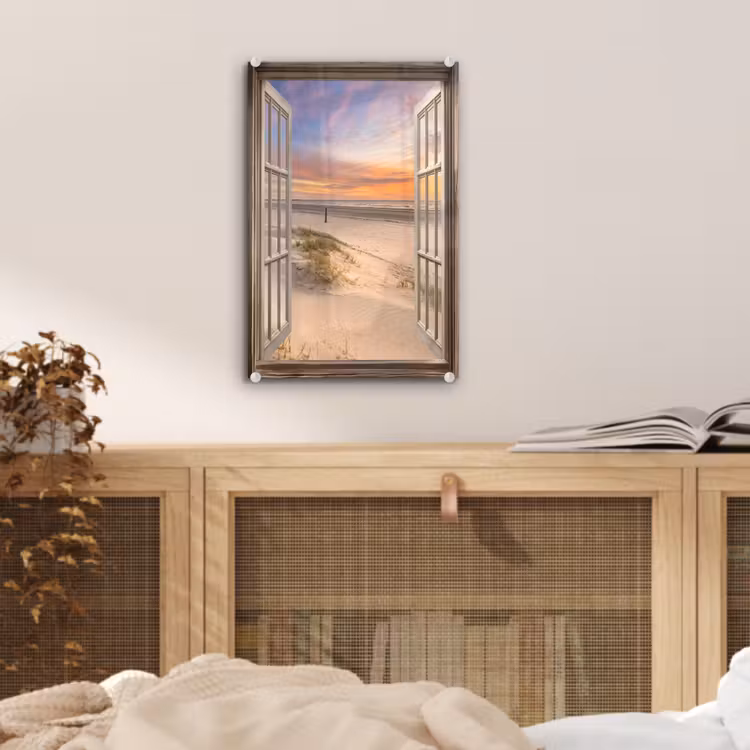 Glas schilderij - Doorkijk - Strand - Duinen - Natuur - Landschap — 5