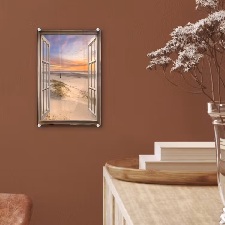 Glas schilderij - Doorkijk - Strand - Duinen - Natuur - Landschap — 6