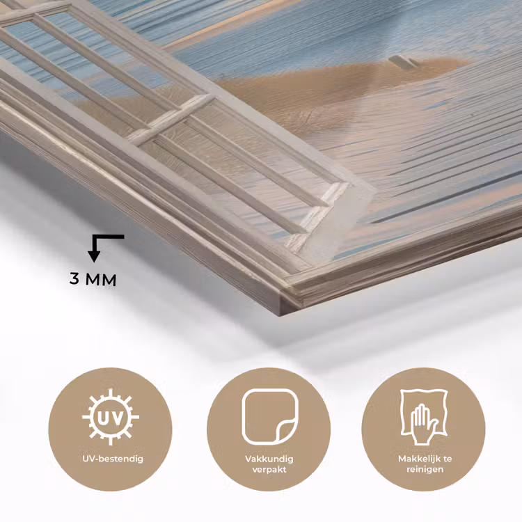 Glas schilderij - Doorkijk - Strand - Pad - Zonsondergang — 3