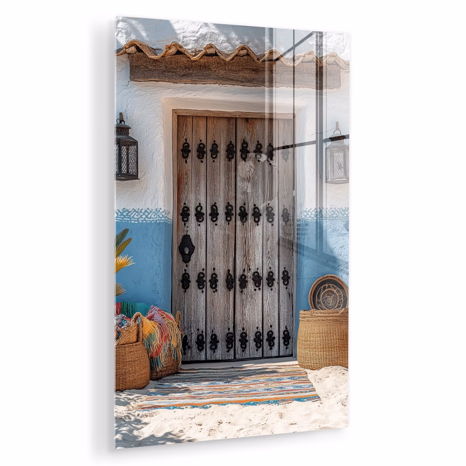 Glas schilderij - Deur - Manden - Planten — 1