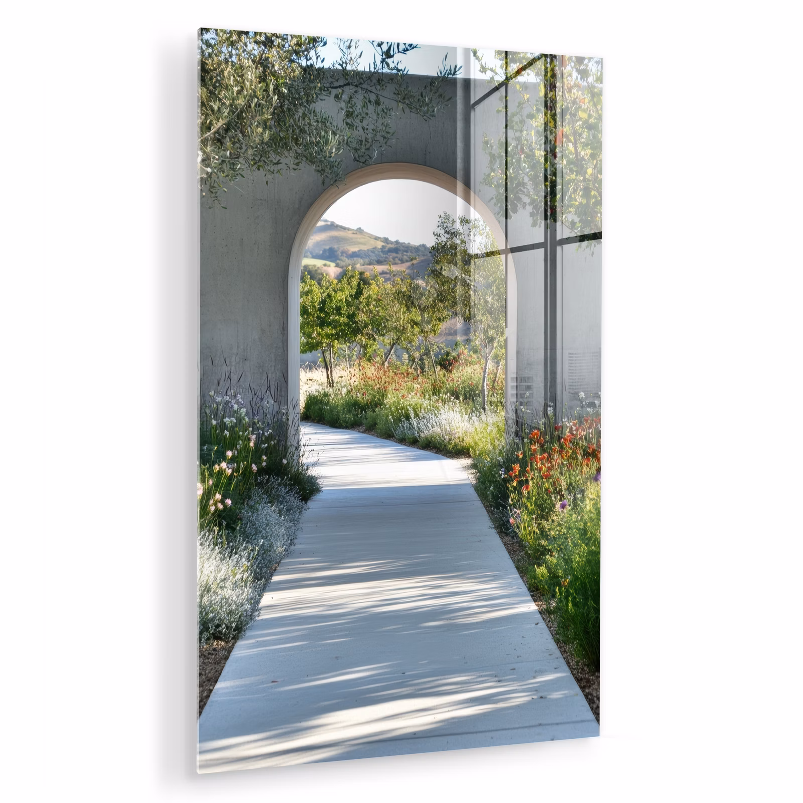 Glas schilderij - Doorkijk - Pad - Beton - Landschap — 1