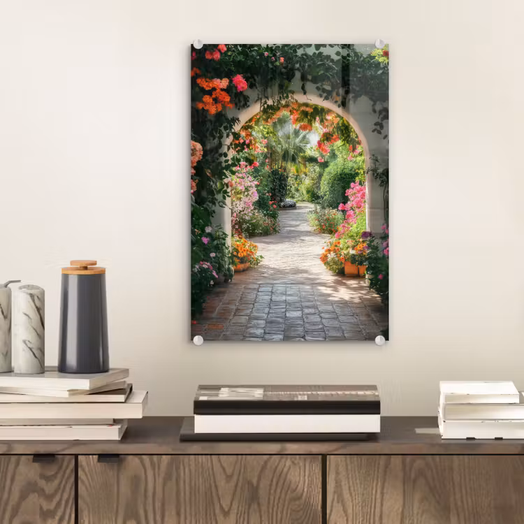 Glas schilderij - Doorkijk - Bloemen - Natuur - Bloementuin — 2