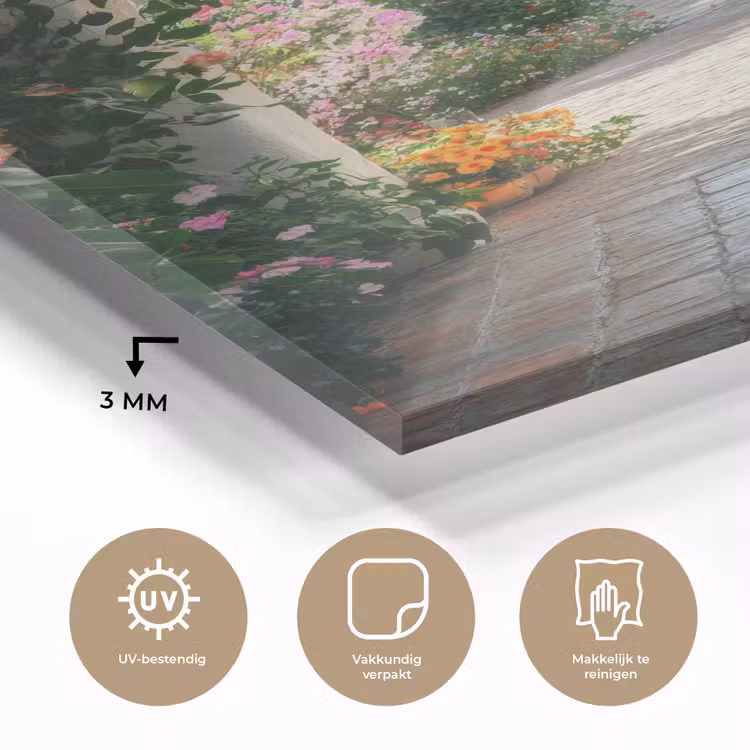 Glas schilderij - Doorkijk - Bloemen - Natuur - Bloementuin — 3