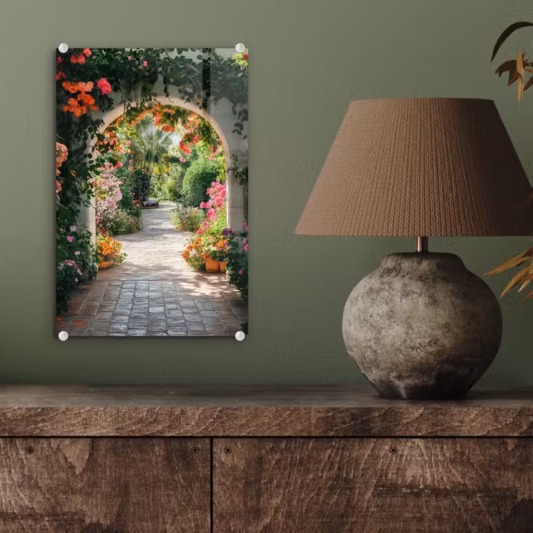 Glas schilderij - Doorkijk - Bloemen - Natuur - Bloementuin — 4