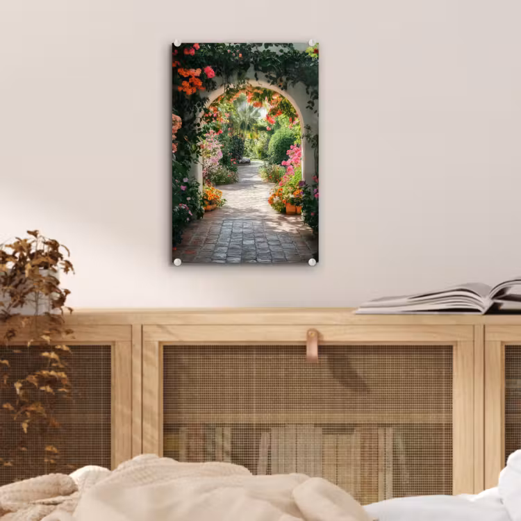 Glas schilderij - Doorkijk - Bloemen - Natuur - Bloementuin — 5