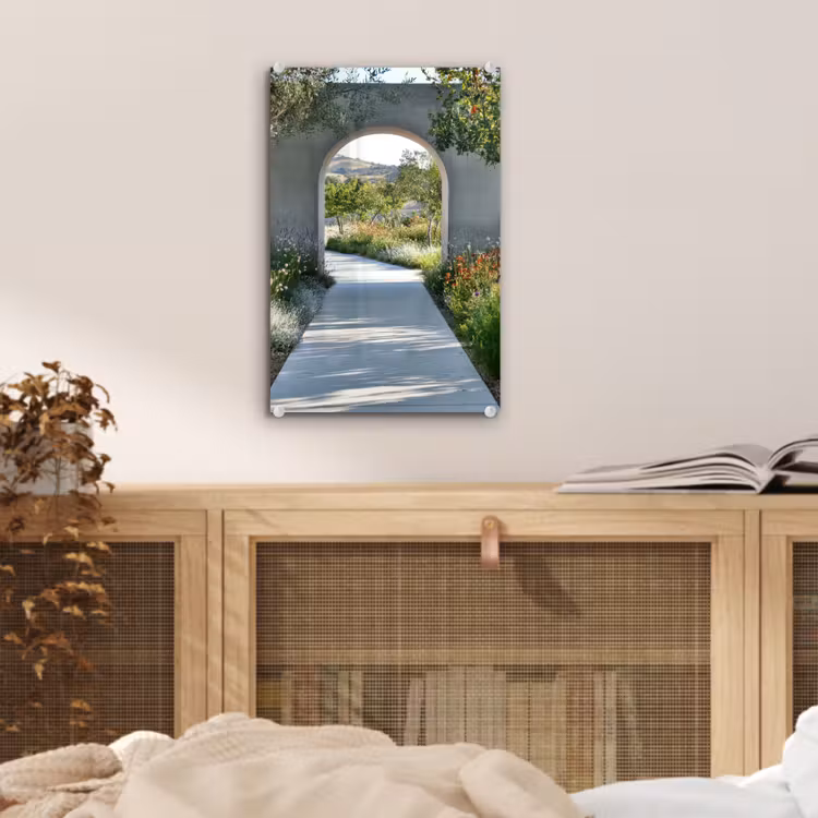 Glas schilderij - Doorkijk - Pad - Beton - Landschap — 5