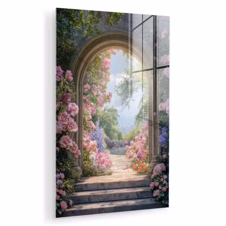 Glas schilderij - Doorkijk - Rozen - Vintage - Bloemen — 1