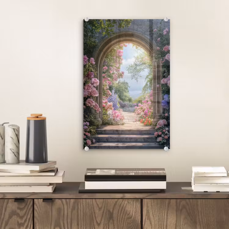 Glas schilderij - Doorkijk - Rozen - Vintage - Bloemen — 2