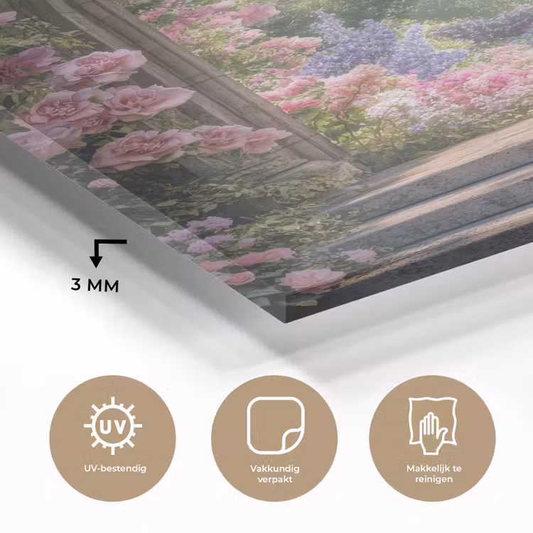 Glas schilderij - Doorkijk - Rozen - Vintage - Bloemen — 3