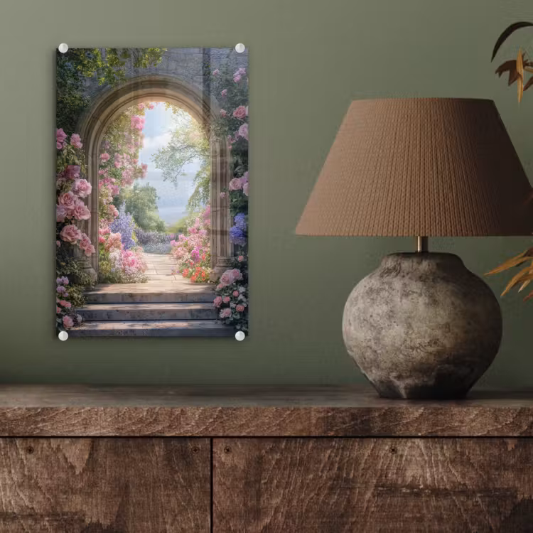 Glas schilderij - Doorkijk - Rozen - Vintage - Bloemen — 4