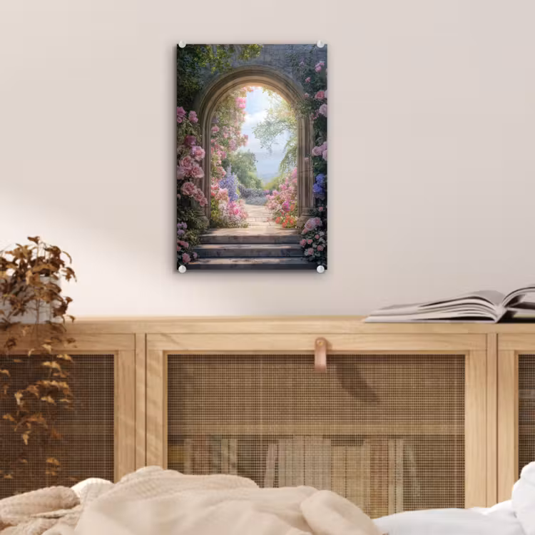 Glas schilderij - Doorkijk - Rozen - Vintage - Bloemen — 5