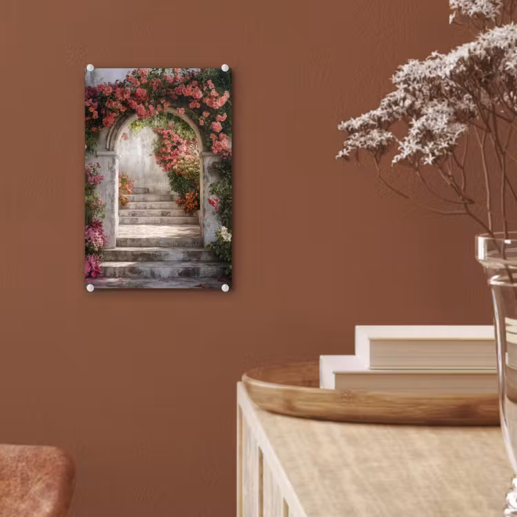 Glas schilderij - Doorkijk - Rozen - Vintage - Poort — 6