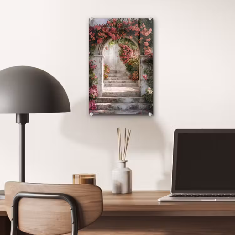 Glas schilderij - Doorkijk - Rozen - Vintage - Poort — 7
