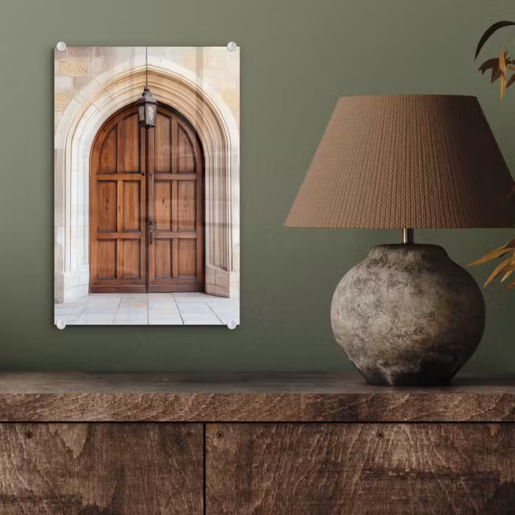 Glas schilderij - Houten - Deur - Lantaarn — 4