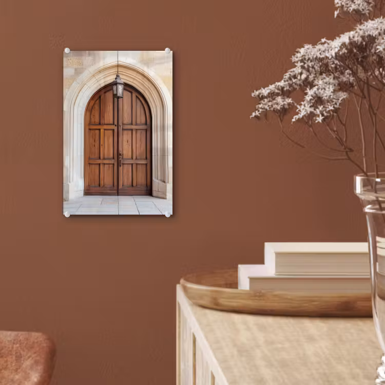 Glas schilderij - Houten - Deur - Lantaarn — 6