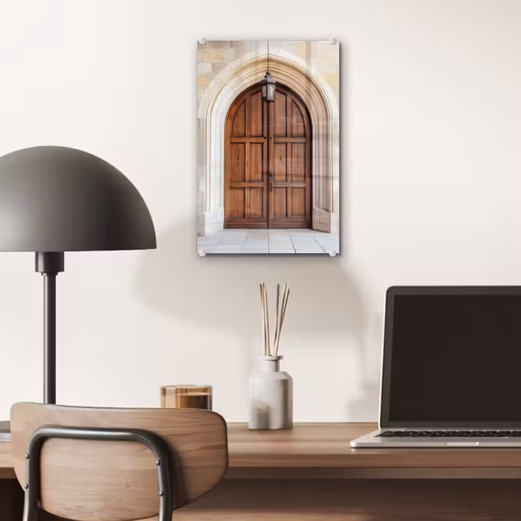 Glas schilderij - Houten - Deur - Lantaarn — 7