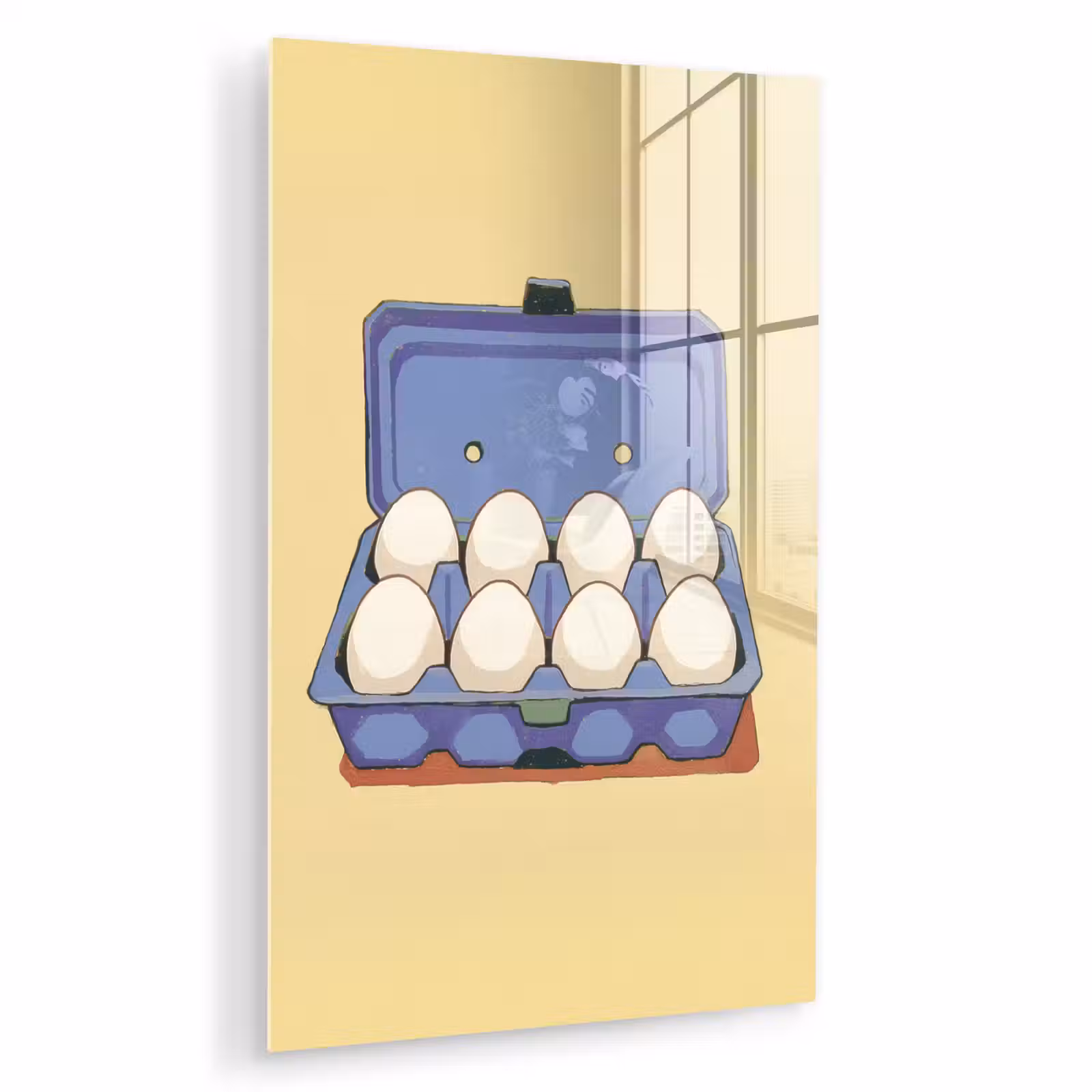 Glas schilderij - Eieren - Doos - Minimalistisch - Blauw — 1