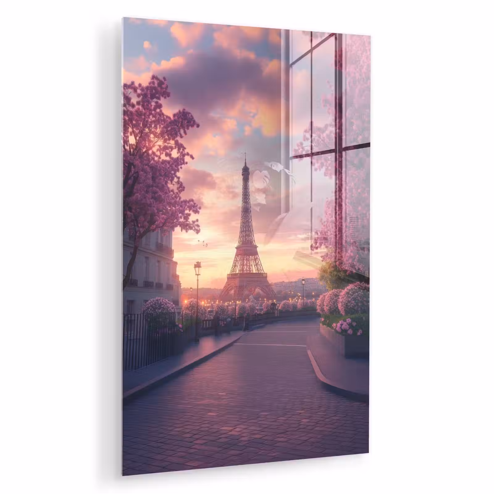 Glas schilderij - Eiffeltoren - Parijs - Roze — 1