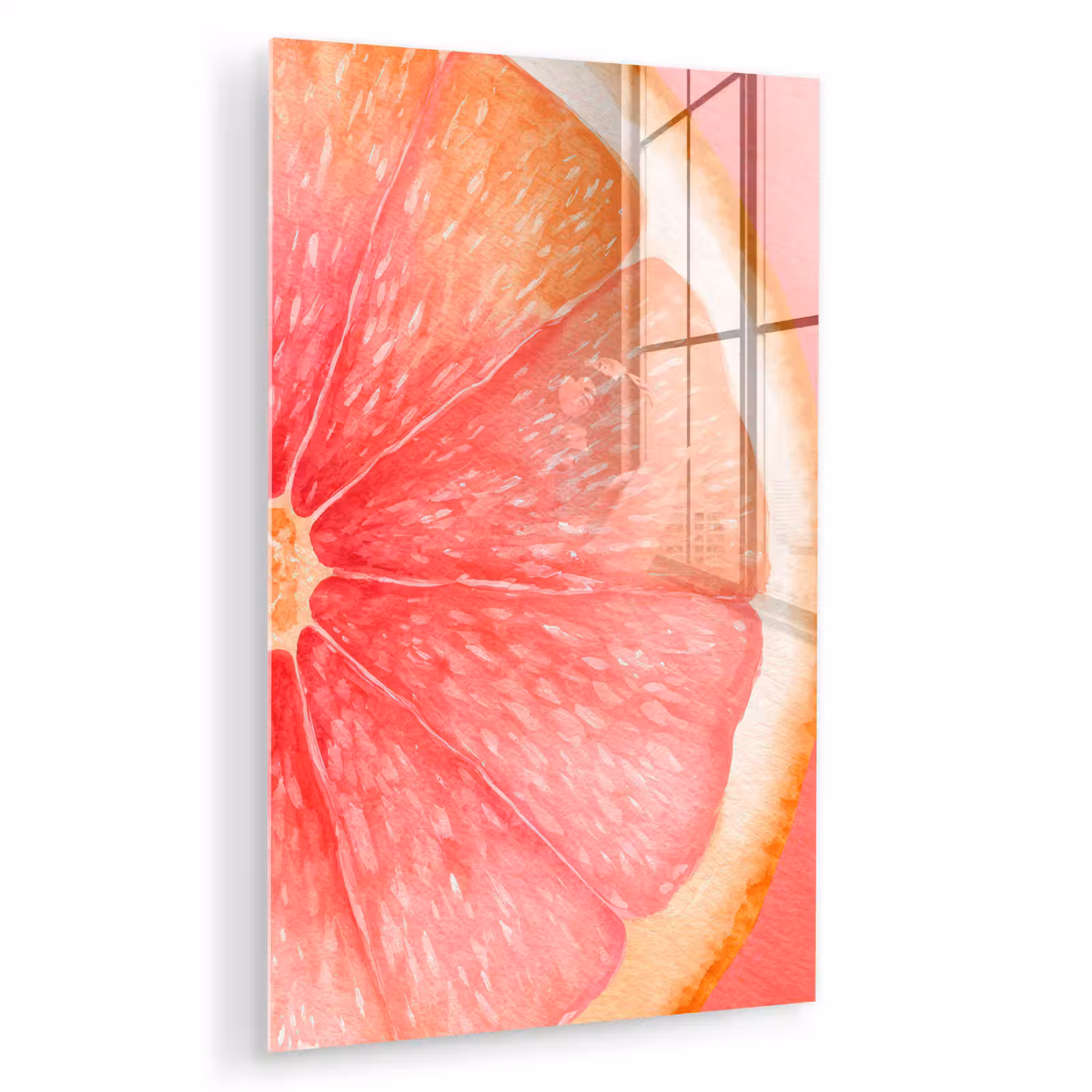 Glas schilderij - Grapefruit - Roze - Levendig — 1