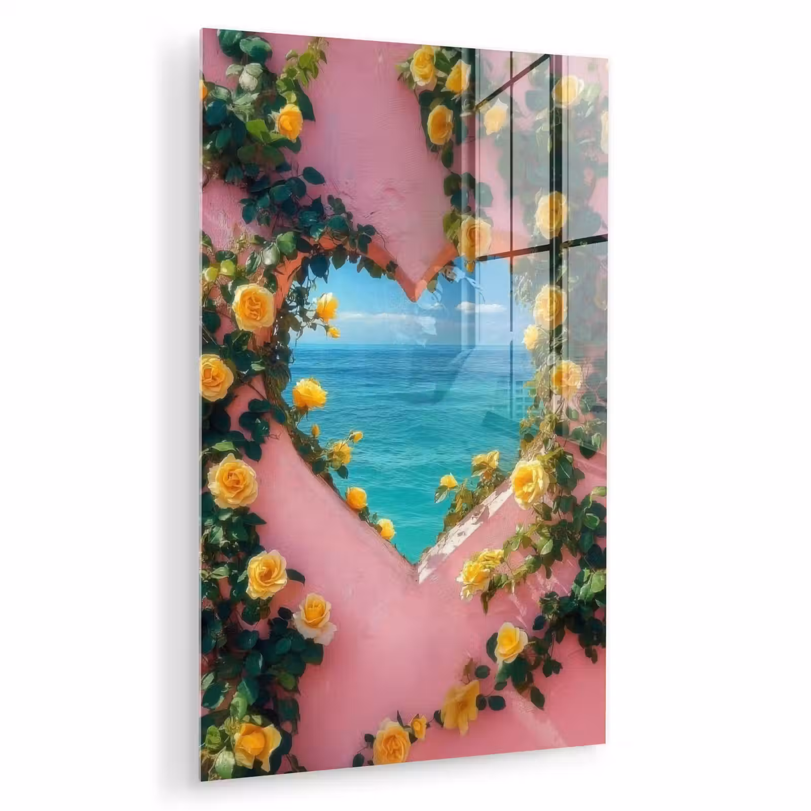 Glas schilderij - Hart - Zee - Muur — 1
