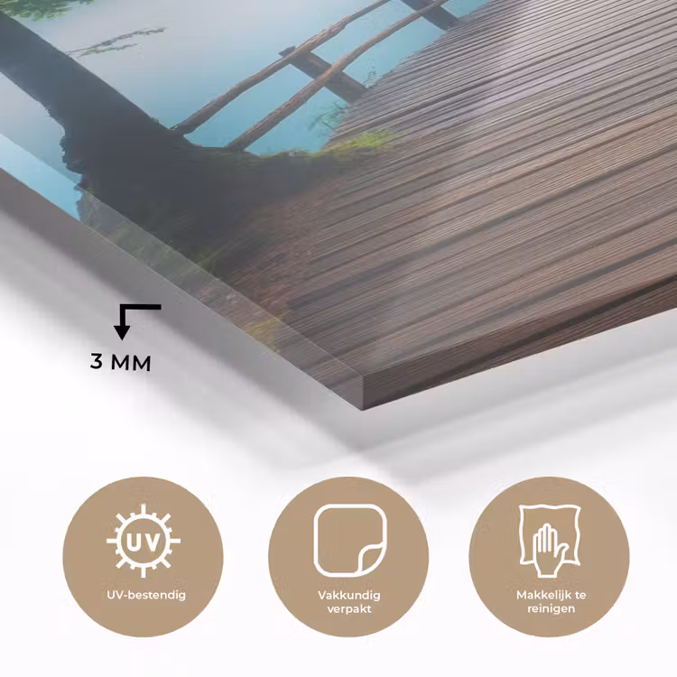Glas schilderij - Brug - Water - Rivier - Bos — 3