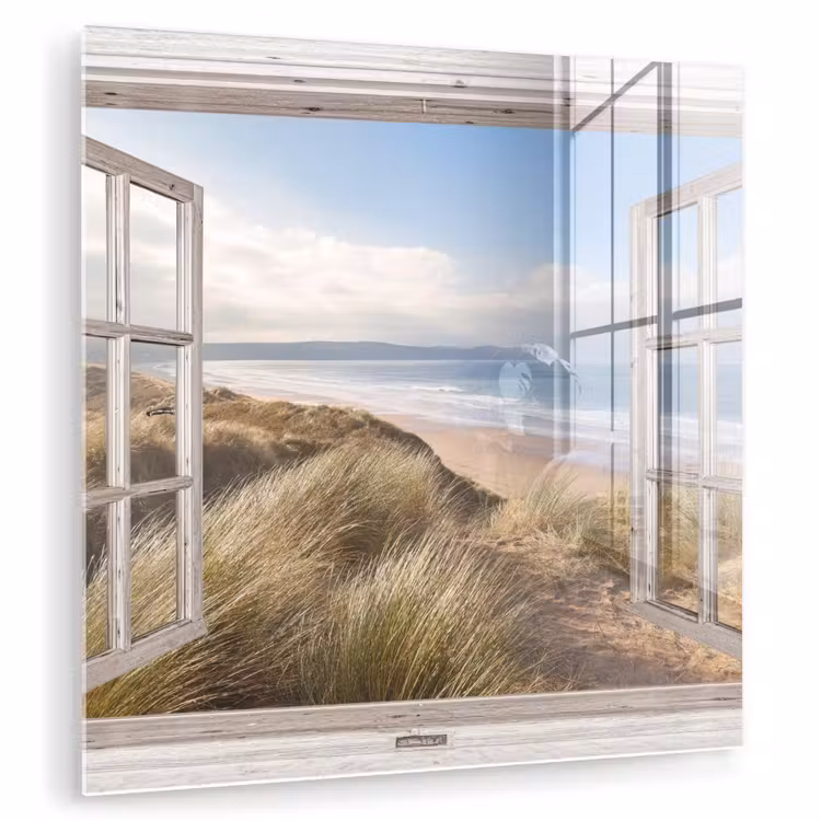 Glas schilderij - Doorkijk - Zee - Strand - Duinen — 1