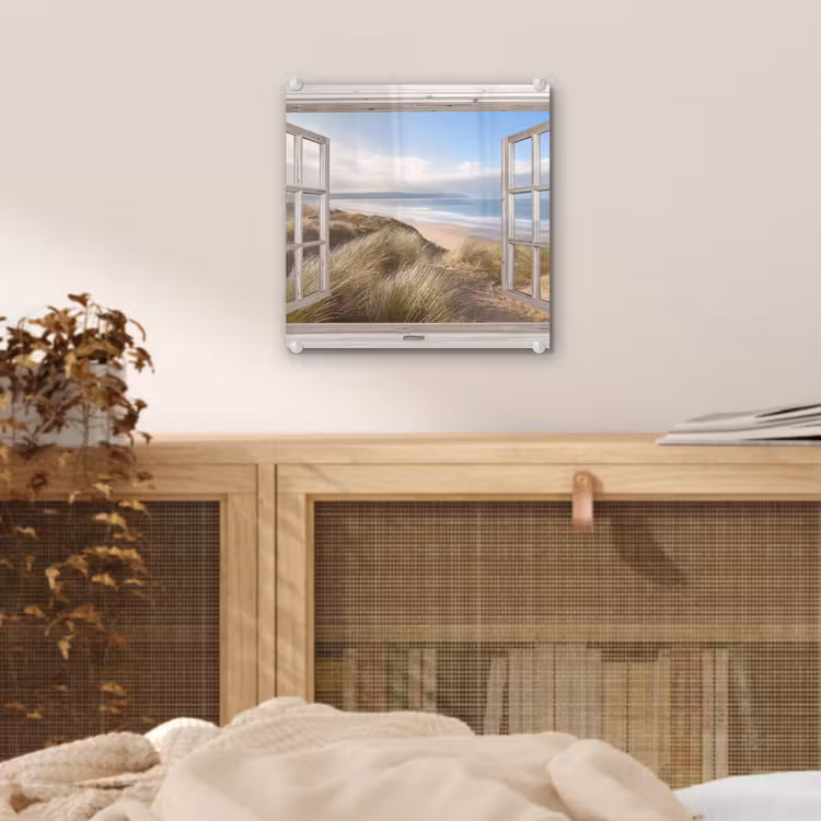 Glas schilderij - Doorkijk - Zee - Strand - Duinen — 5
