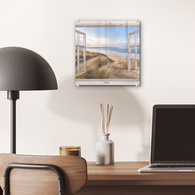 Glas schilderij - Doorkijk - Zee - Strand - Duinen — 7