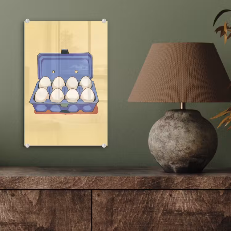 Glas schilderij - Eieren - Doos - Minimalistisch - Blauw — 4