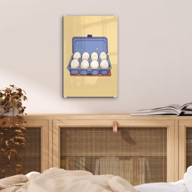 Glas schilderij - Eieren - Doos - Minimalistisch - Blauw — 5