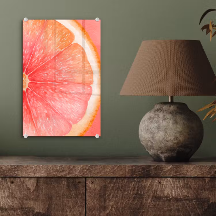 Glas schilderij - Grapefruit - Roze - Levendig — 4