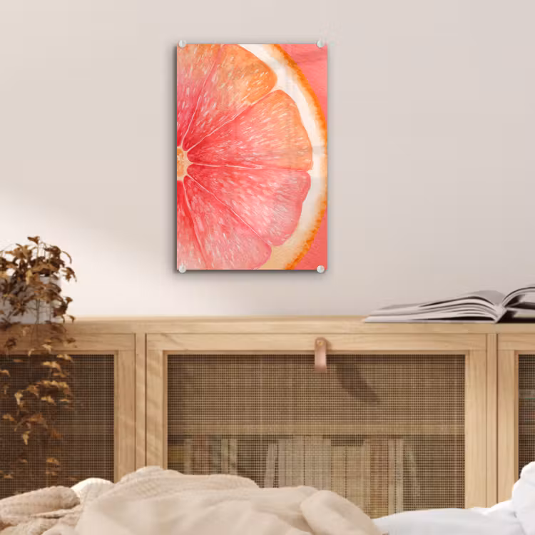 Glas schilderij - Grapefruit - Roze - Levendig — 5