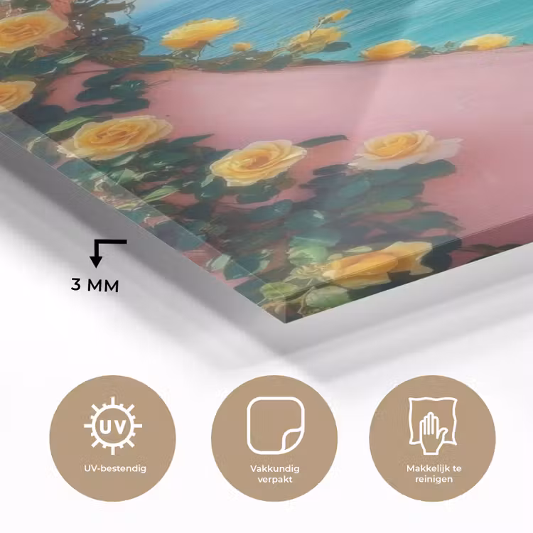 Glas schilderij - Hart - Zee - Muur — 3