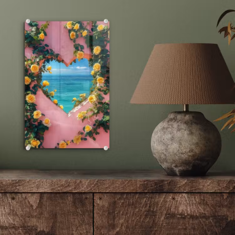 Glas schilderij - Hart - Zee - Muur — 4